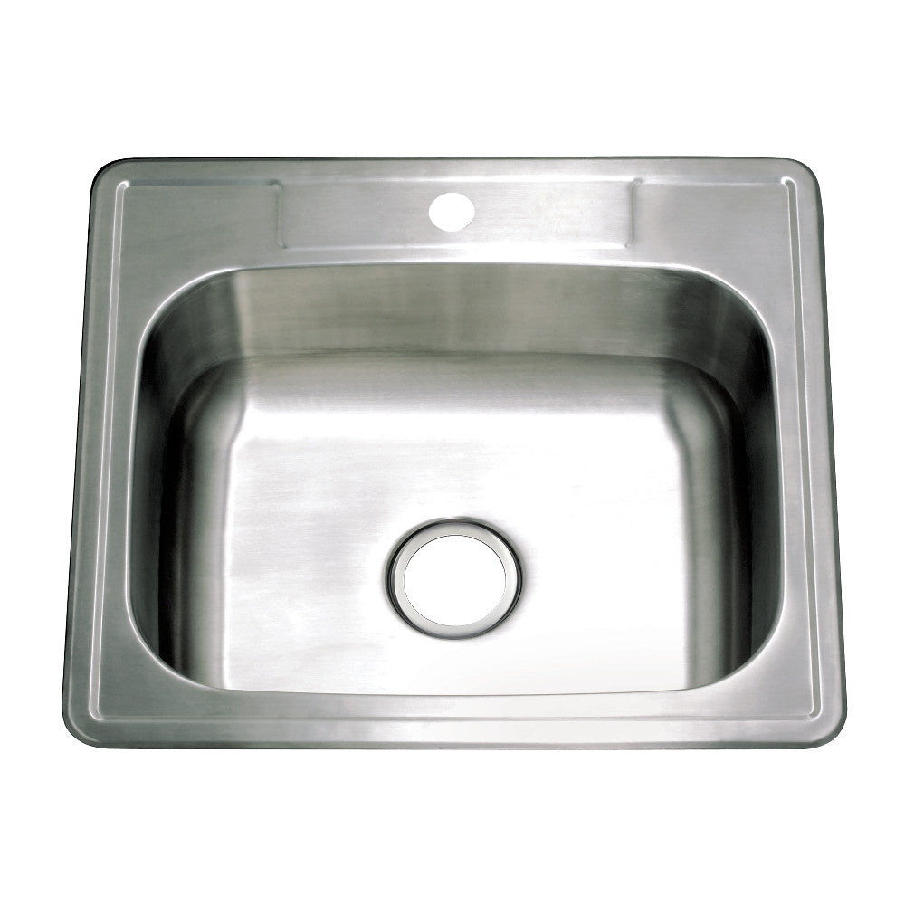 Kingston Brass 25 in. Self-Rimming Single Bowl Kitchen Sink (1 Hole), Brushed (GKTS252291) Brushed