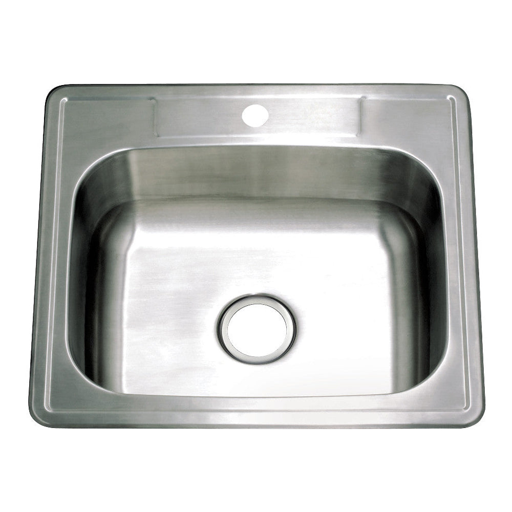 Kingston Brass 25 in. Self-Rimming Single Bowl Kitchen Sink (1 Hole), Brushed (GKTS252291) Brushed