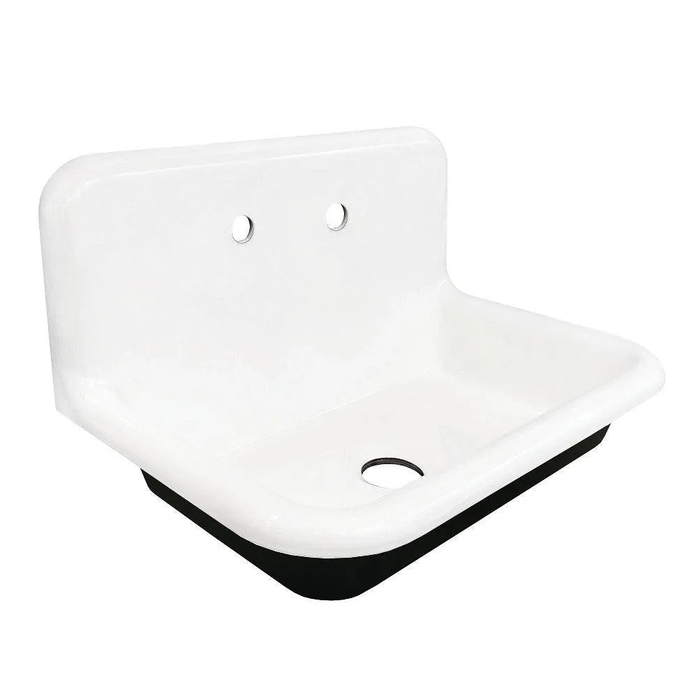 Kingston Brass 30 in. Cast Iron Single Bowl Wall Mount Sink, White (GCLWS302019) White