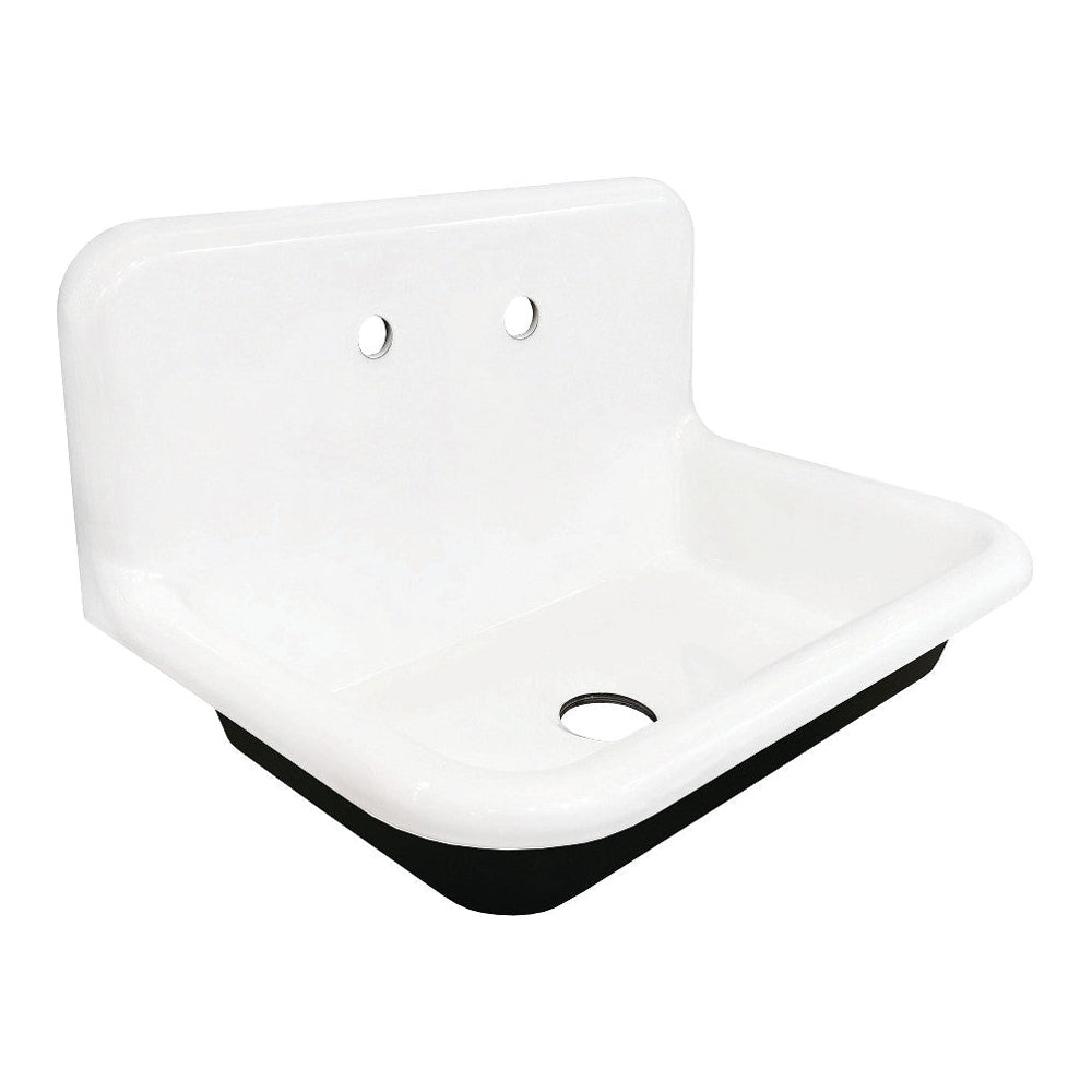 Kingston Brass 30 in. Cast Iron Single Bowl Wall Mount Sink, White (GCLWS302019)