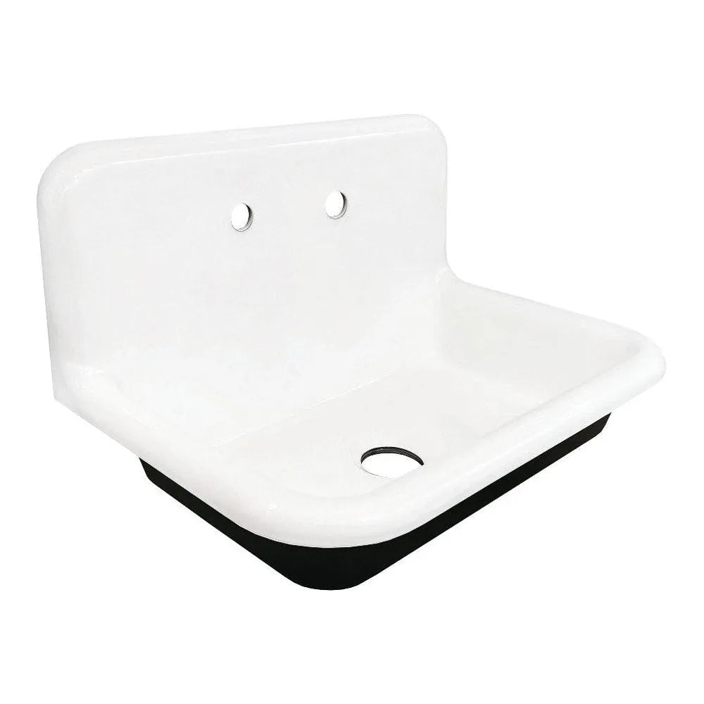 Kingston Brass 30 in. Cast Iron Single Bowl Wall Mount Sink, White (GCLWS302019) White