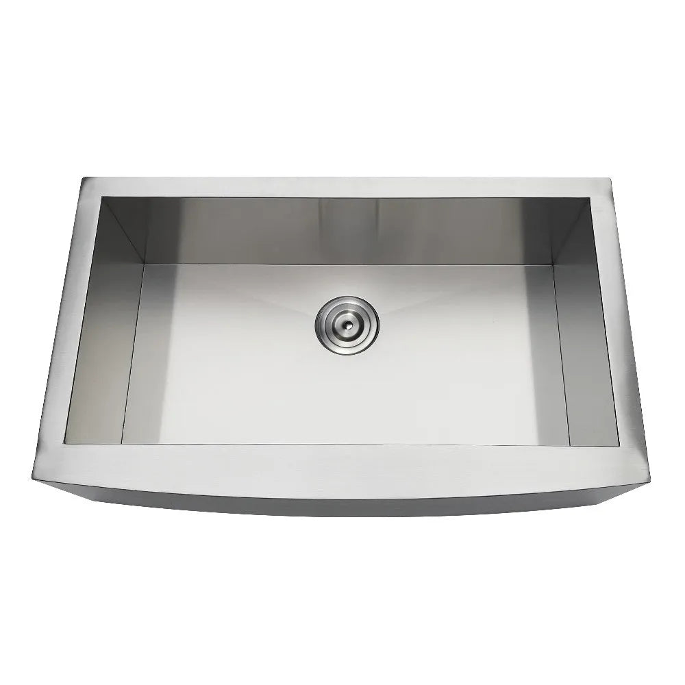 Kingston Brass 33 in. Drop-In Stainless Steel Apron-Front Single Bowl Farmhouse Kitchen Sink, Brushed (GKTSF33209) Brushed