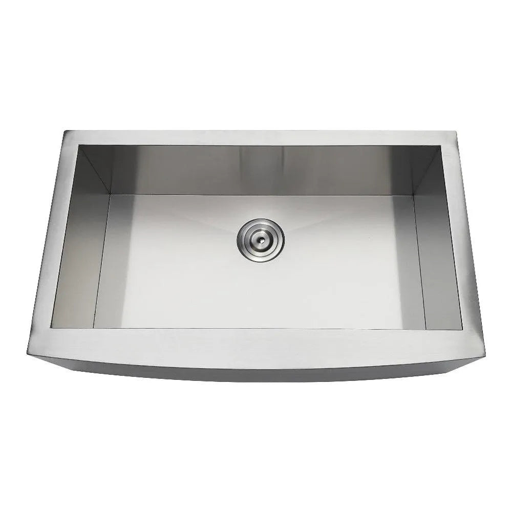 Kingston Brass 33 in. Drop-In Stainless Steel Apron-Front Single Bowl Farmhouse Kitchen Sink, Brushed (GKTSF33209) Brushed