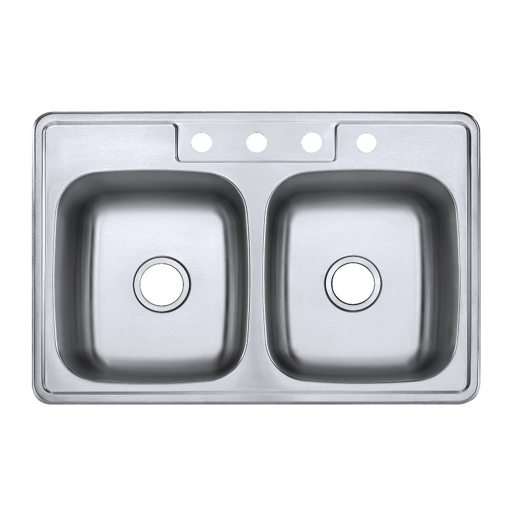 Kingston Brass 33 in. Drop-in Double Bowl Kitchen Sink, Brushed (GKTD33228) Brushed