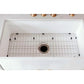 Kingston Brass 33 in. Farmhouse Kitchen Sink with Strainer and Grid, Matte White (KGKFA331810BC) Matte White/Brushed