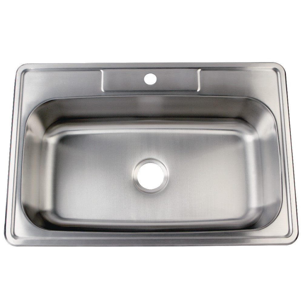 Kingston Brass 33 in. Self-Rimming Single Bowl Kitchen Sink, Brushed (GKTS3322901) Brushed