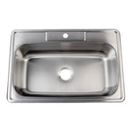 Kingston Brass 33 in. Self-Rimming Single Bowl Kitchen Sink, Brushed (GKTS3322901) Brushed