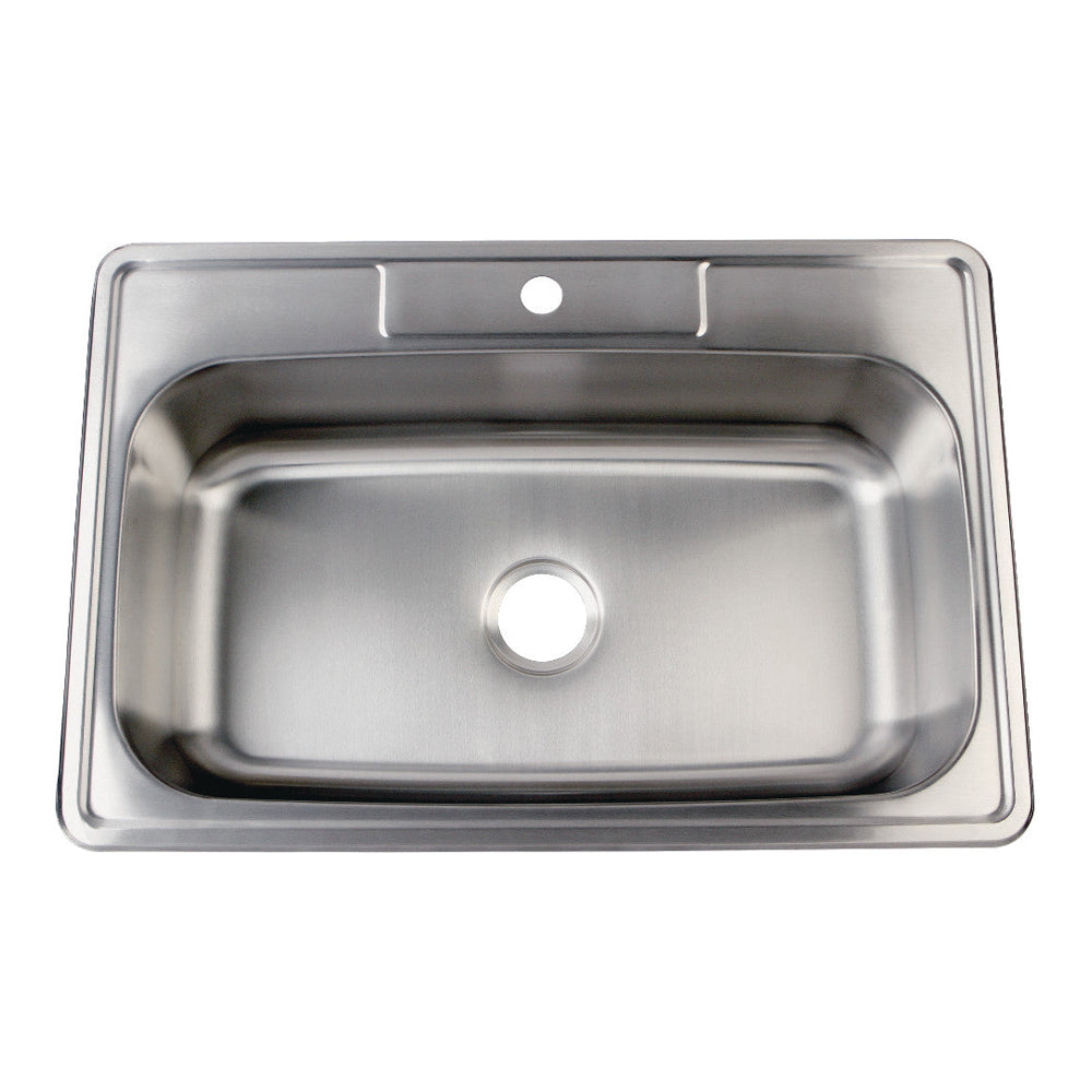 Kingston Brass 33 in. Self-Rimming Single Bowl Kitchen Sink, Brushed (GKTS3322901) Brushed
