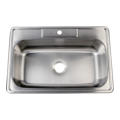Kingston Brass 33 in. Self-Rimming Single Bowl Kitchen Sink, Brushed (GKTS3322901) Brushed