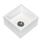 Kingston Brass Arcticstone 15 in. Undermount Solid-Surface Square Single Bowl Bar Sink with Drain, Matte White (GKUSA15158) Matte White