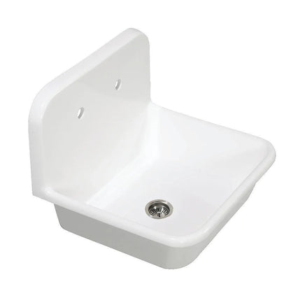 Kingston Brass Arcticstone 24 in. Solid Surface Farmhouse Kitchen Sink with Backsplash, Matte White (GKTA242119) Matte White
