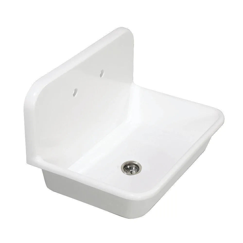 Kingston Brass Arcticstone 30 in. Solid Surface Farmhouse Kitchen Sink with Backsplash, Matte White (GKTA302119) Matte White