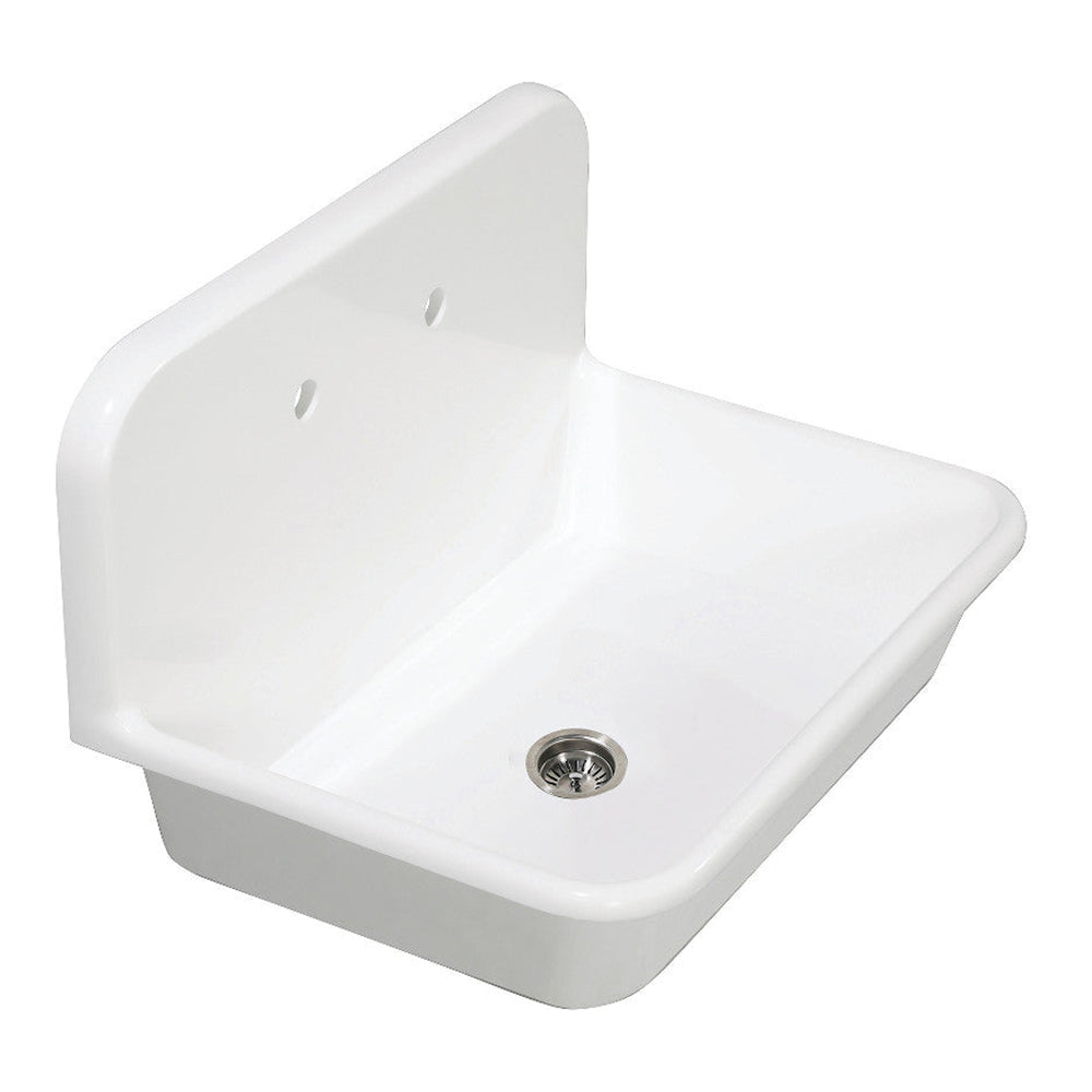 Kingston Brass Arcticstone 30 in. Solid Surface Farmhouse Kitchen Sink with Backsplash, Matte White (GKTA302119)