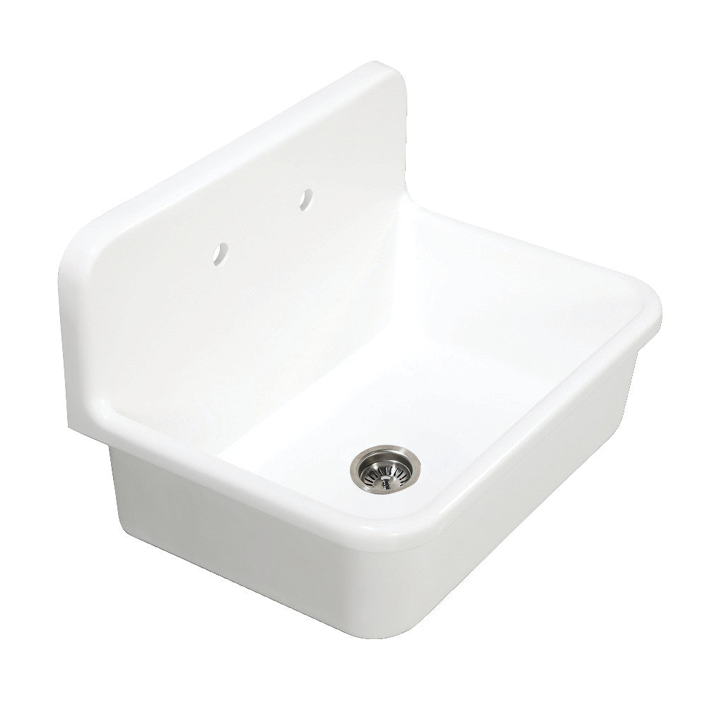 Kingston Brass Arcticstone 30 in. Solid Surface Top-Mount Kitchen Sink with Backsplash, Matte White (GKTA3020198) Matte White