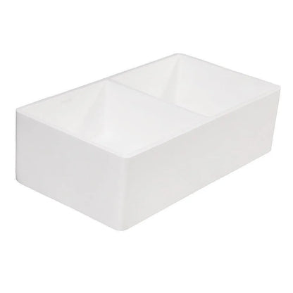 Kingston Brass Arcticstone 33 in. Solid Surface Farmhouse Kitchen Sink, Matte/Glossy White (GPFA331810BCD) Matte/Glossy White