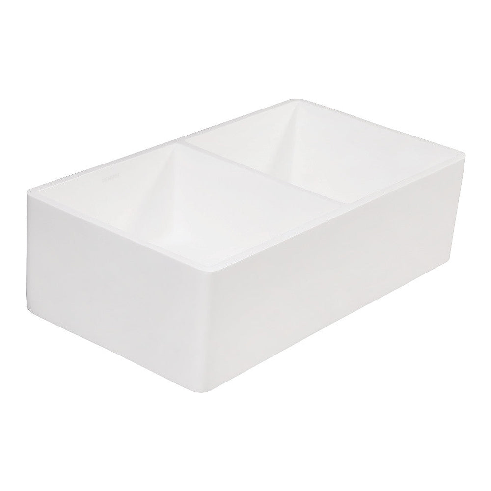 Kingston Brass Arcticstone 33 in. Solid Surface Farmhouse Kitchen Sink, Matte/Glossy White (GPFA331810BCD)