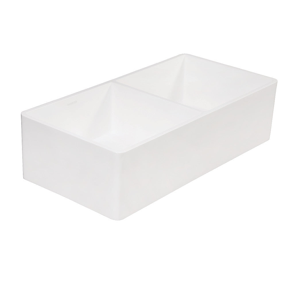 Kingston Brass Arcticstone 36 in. Solid Surface Farmhouse Kitchen Sink, Matte/Glossy White (GPFA361810BCD)