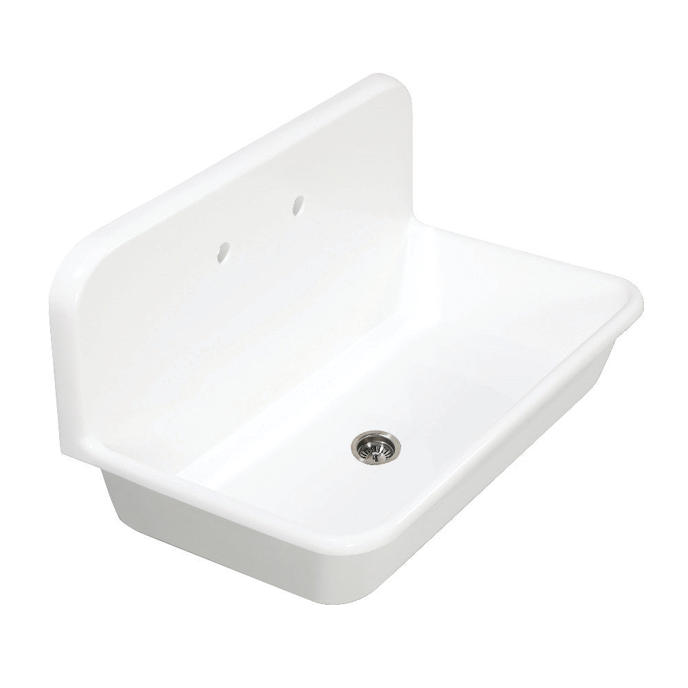 Kingston Brass Arcticstone 36 in. Solid Surface Farmhouse Kitchen Sink with Backsplash, Matte White (GKTA362119) Matte White