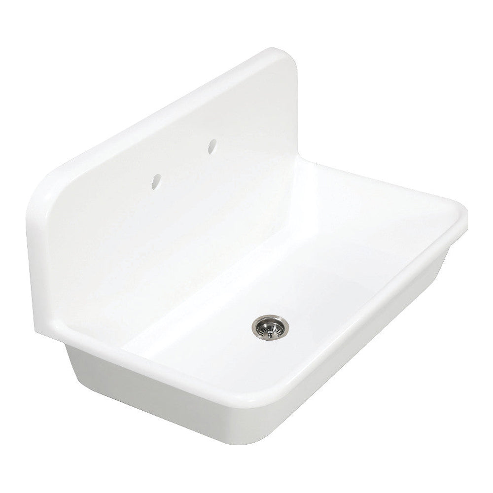 Kingston Brass Arcticstone 36 in. Solid Surface Farmhouse Kitchen Sink with Backsplash, Matte White (GKTA362119) Matte White