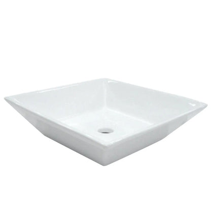 Kingston Brass Artisan Ceramic Square Vessel Sink, White (EV4256) White