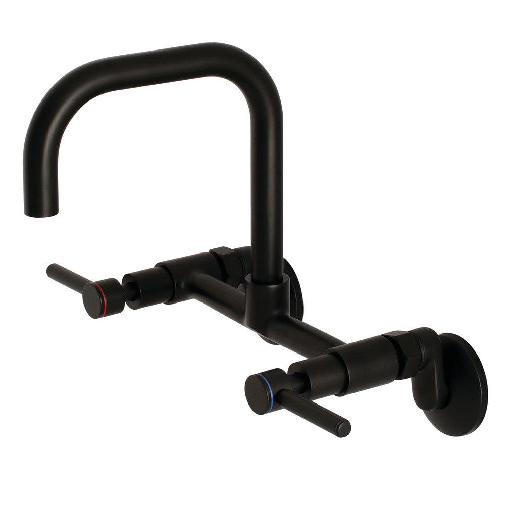 Kingston Brass Concord 8 in. Adjustable Center Wall Mount Kitchen Faucet (KS813) Matte Black
