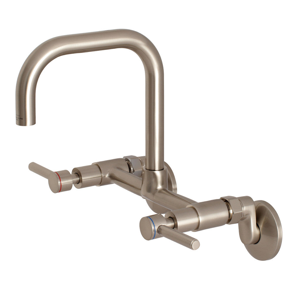 Kingston Brass Concord 8 in. Adjustable Center Wall Mount Kitchen Faucet (KS813) Brushed Nickel