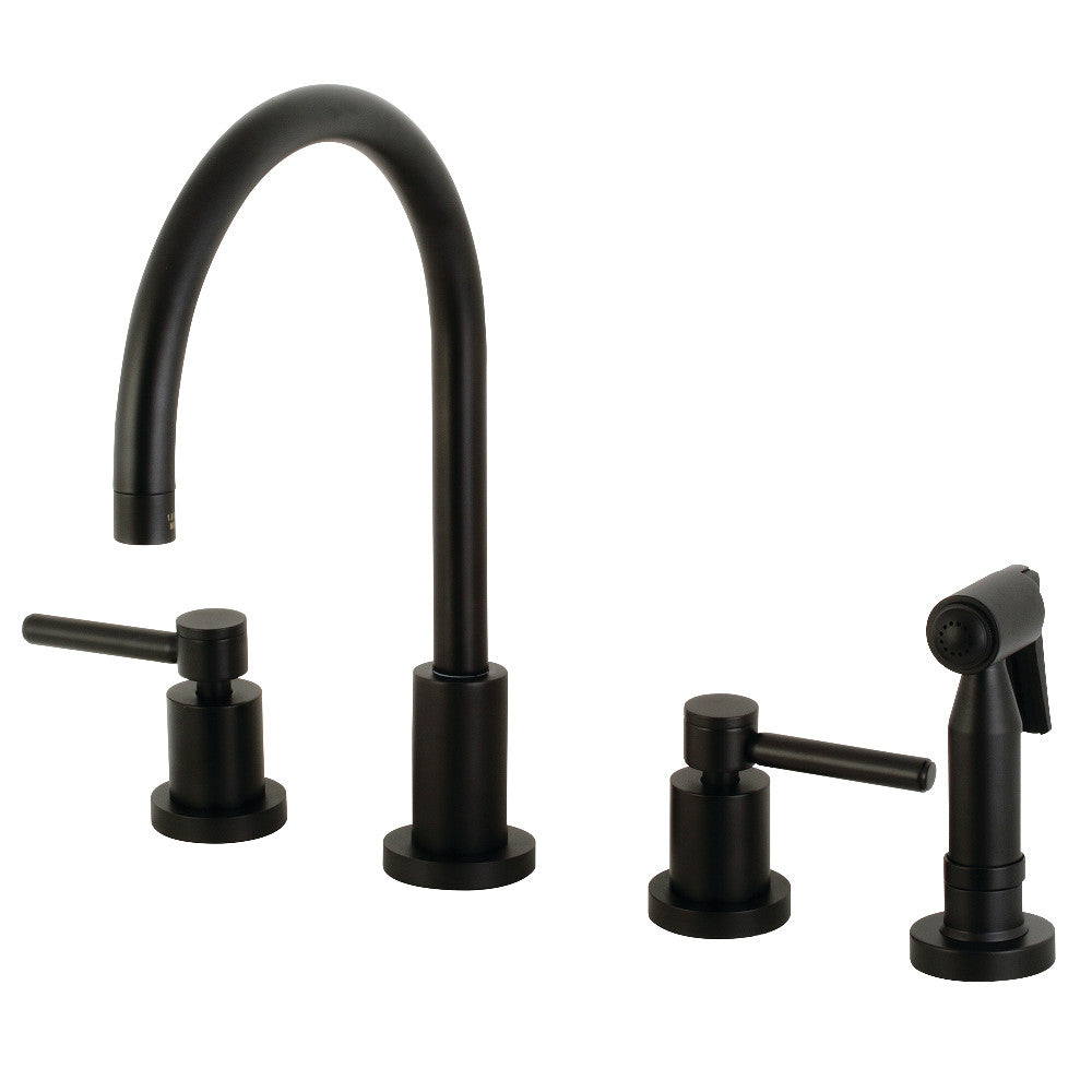 Kingston Brass Concord 8 in. Widespread Kitchen Faucet with Brass Sprayer (KS8720) Matte Black