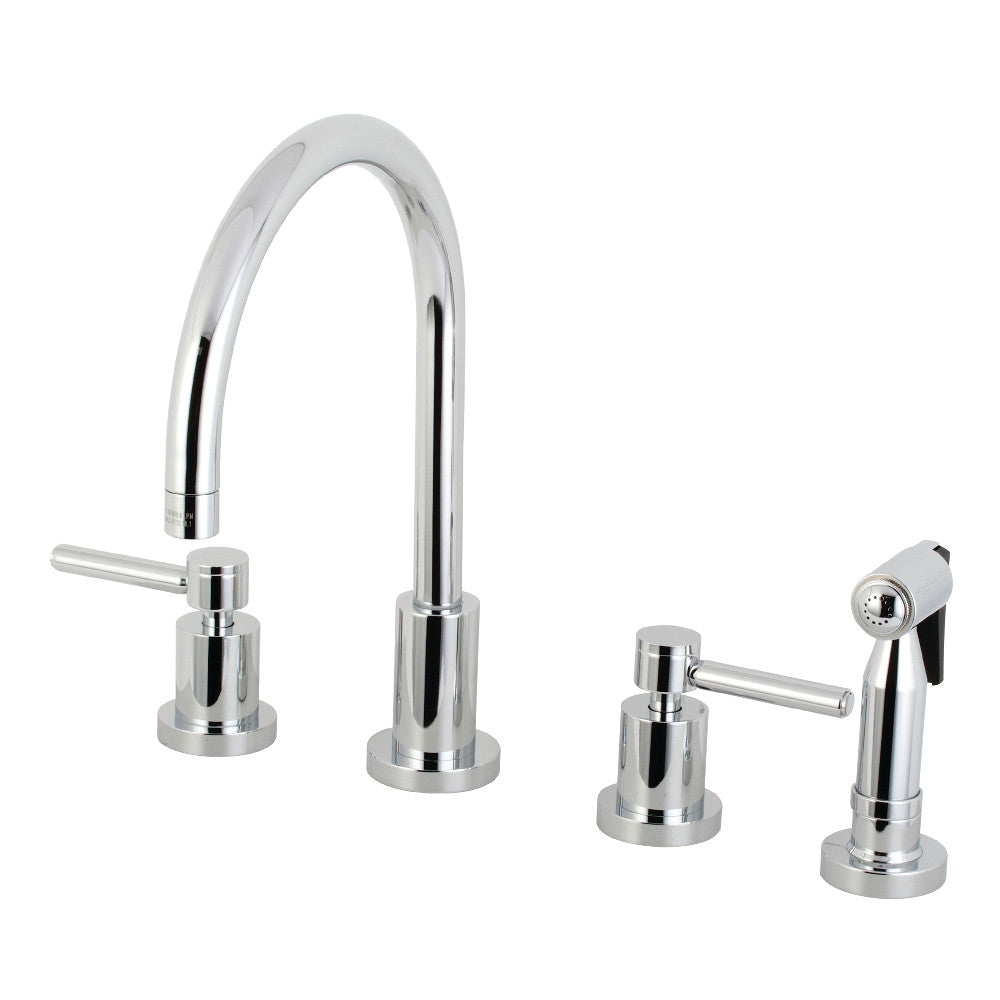 Kingston Brass Concord 8 in. Widespread Kitchen Faucet with Brass Sprayer (KS8720) Polished Chrome