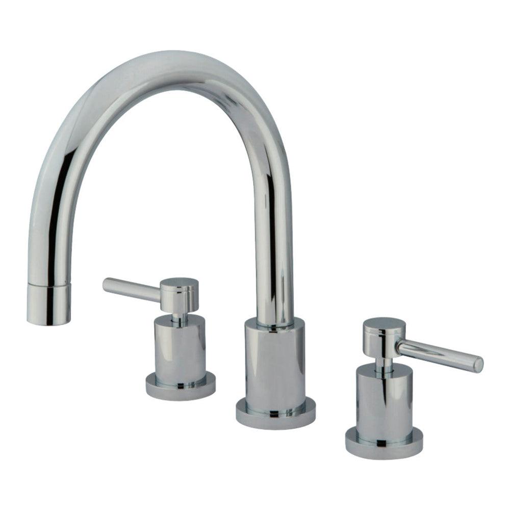 Kingston Brass Concord Two-Handle 3-Hole Deck Mount Roman Tub Faucet in Polished Chrome (KS8321DL) main image.