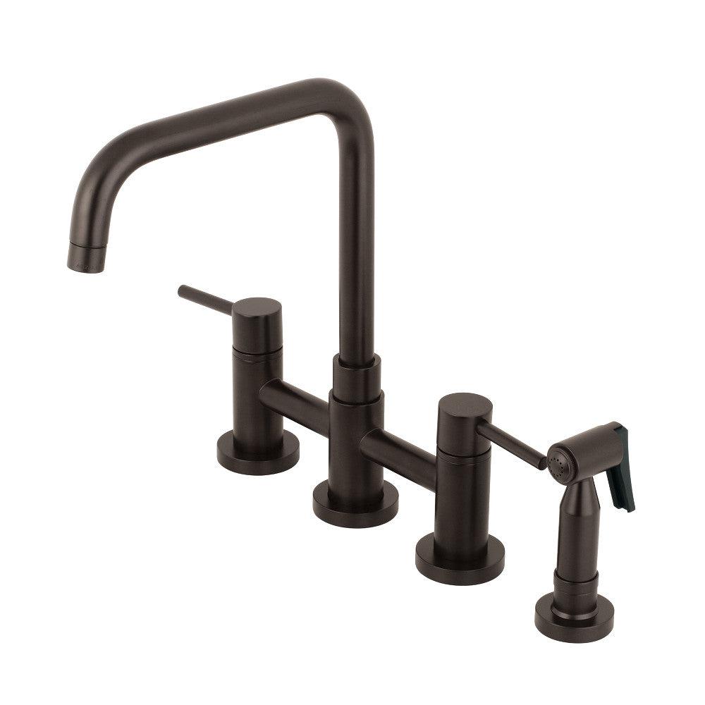 Kingston Brass Concord Two-Handle Bridge Kitchen Faucet with Brass Sprayer (KS8285DLBS) Oil Rubbed Bronze