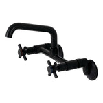 Kingston Brass Concord Two-Handle Wall-Mount Kitchen Faucet, Matte Black (KS423MB) 