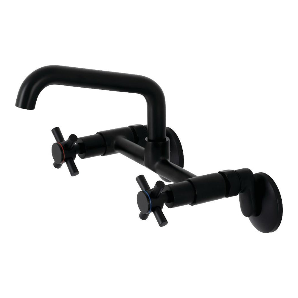 Kingston Brass Concord Two-Handle Wall-Mount Kitchen Faucet, Matte Black (KS423MB) 