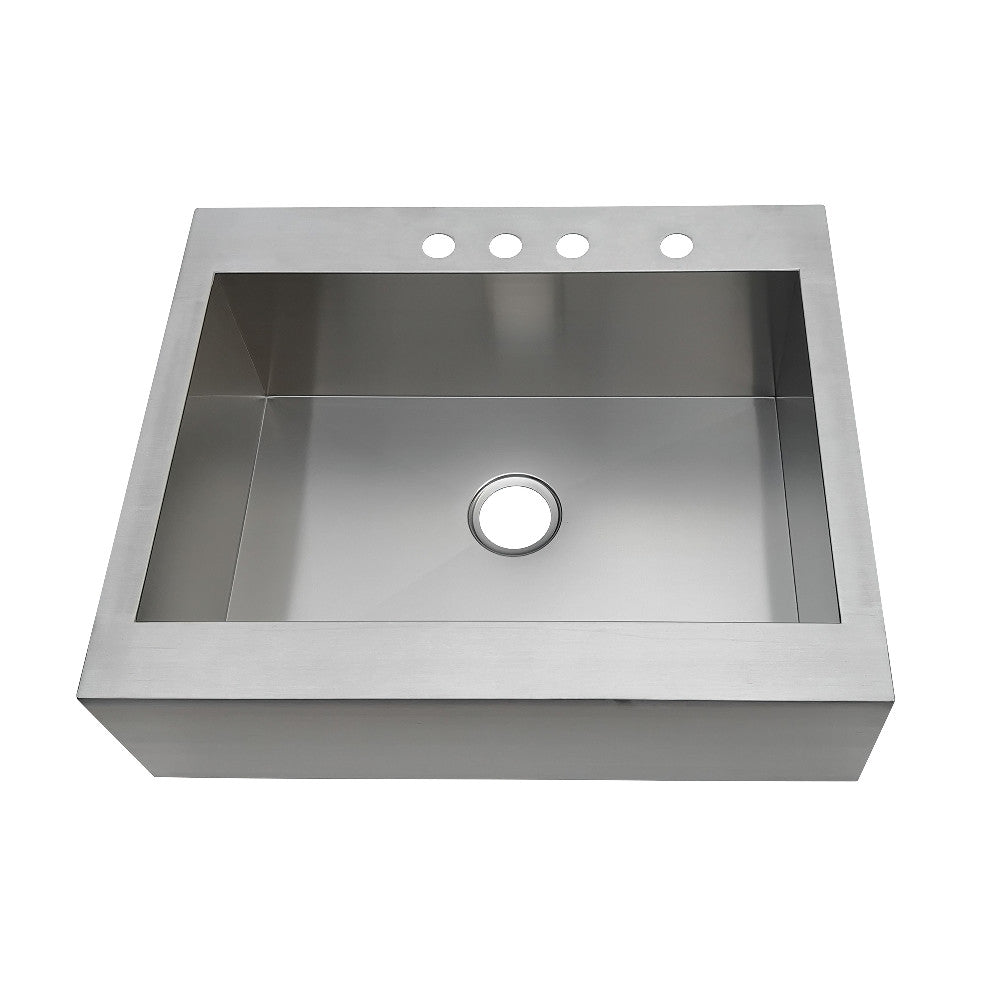 Kingston Brass Edinburg Drop-In 30 Inch Single Bowl Kitchen Sink, Brushed (GKTSF302494)