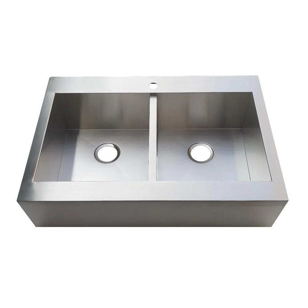 Kingston Brass Edinburg Drop-In 33 Inch Double Bowl Kitchen Sink, Brushed (GKTDF332491) Brushed