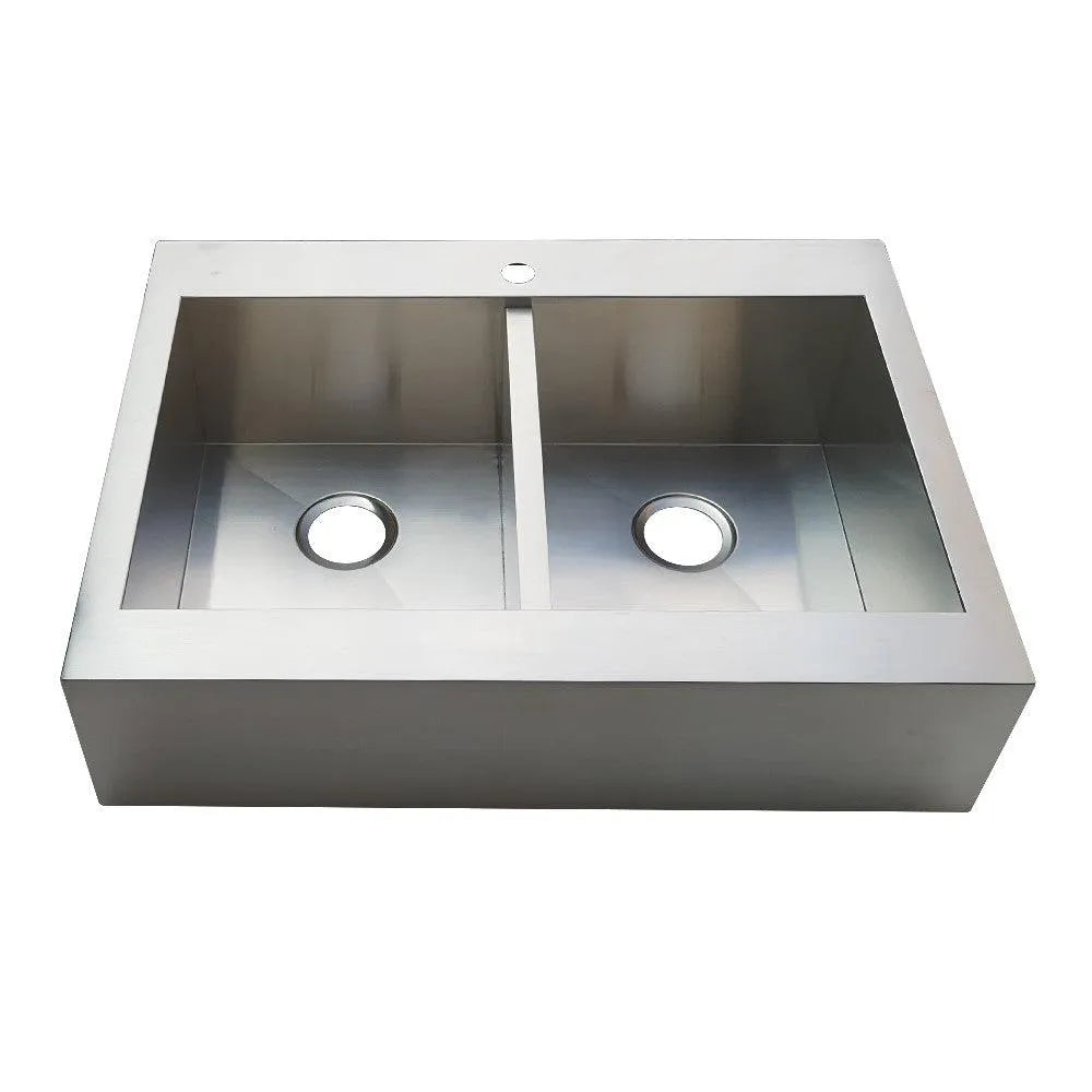Kingston Brass Edinburg Drop-In 36 Inch Double Bowl Kitchen Sink, Brushed (GKTDF362491) Brushed