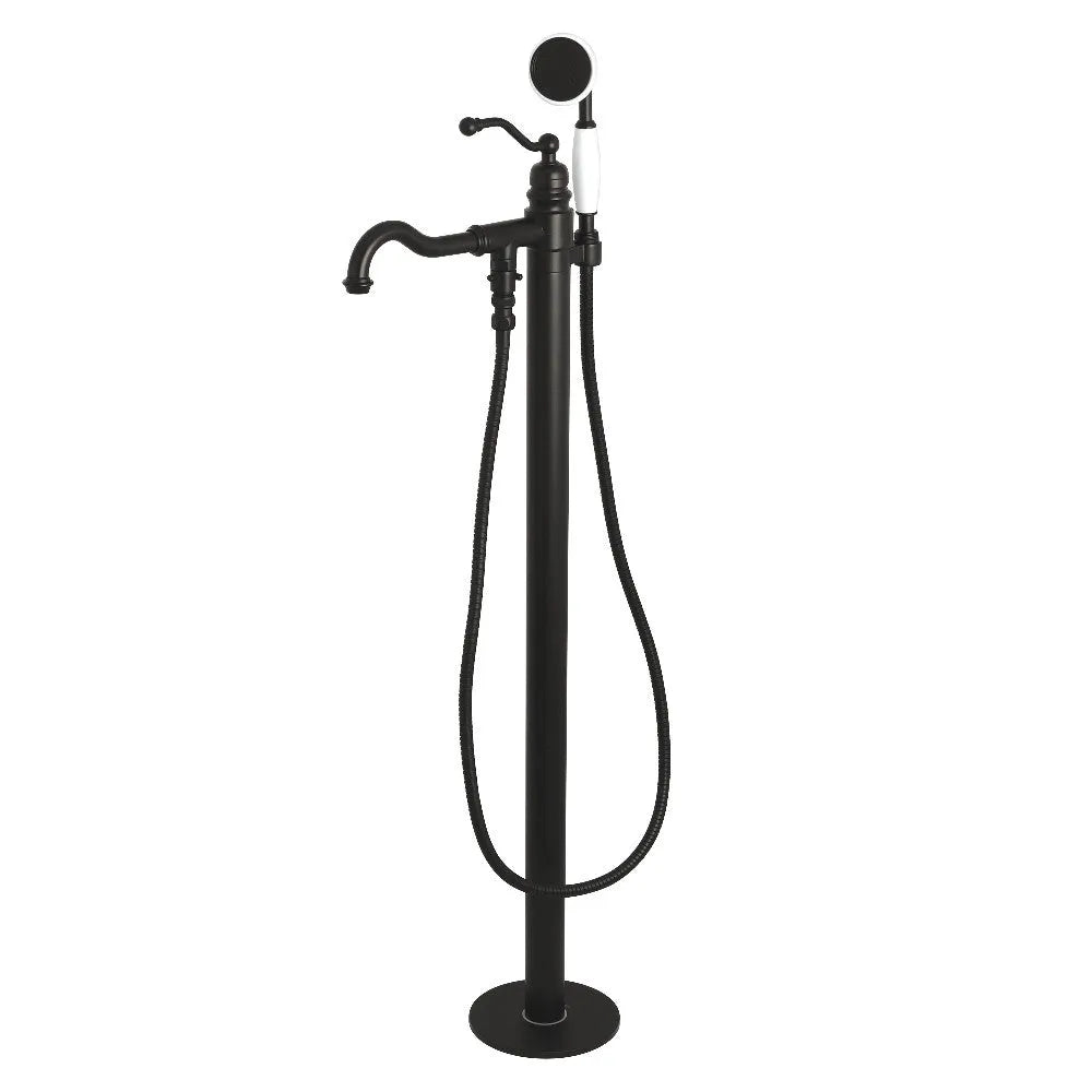 Kingston Brass English Country Freestanding Tub Faucet with Hand Shower (KS7130ABL) Matte Black