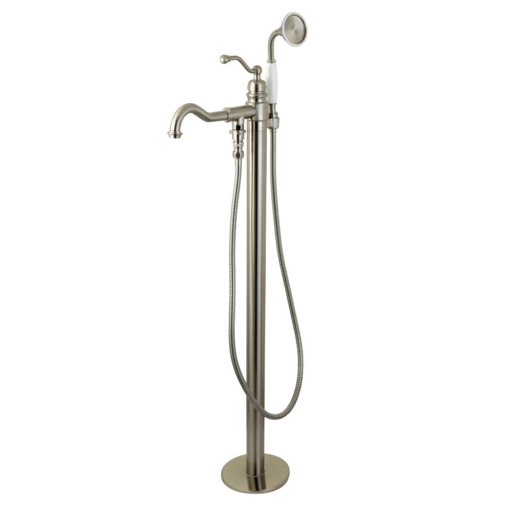 Kingston Brass English Country Freestanding Tub Faucet with Hand Shower (KS7138ABL) Brushed Nickel