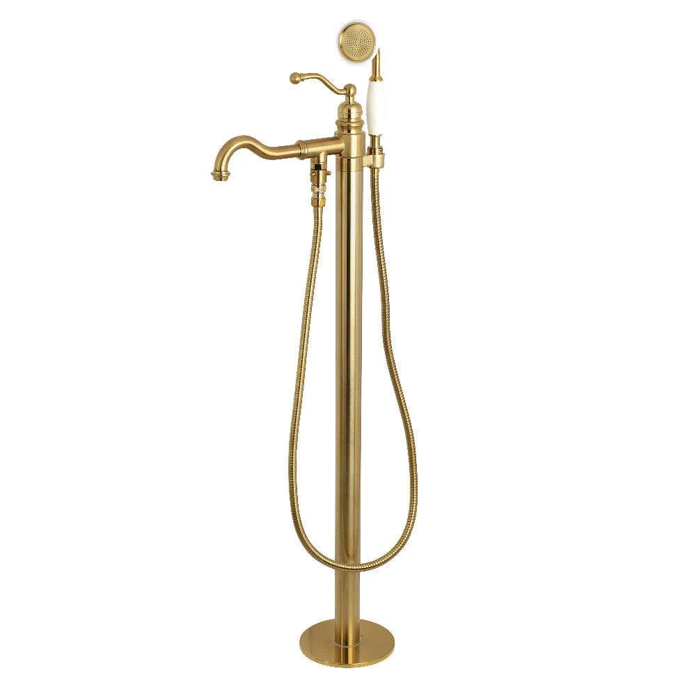 Kingston Brass English Country Freestanding Tub Faucet with Hand Shower (KS7137ABL) Brushed Brass