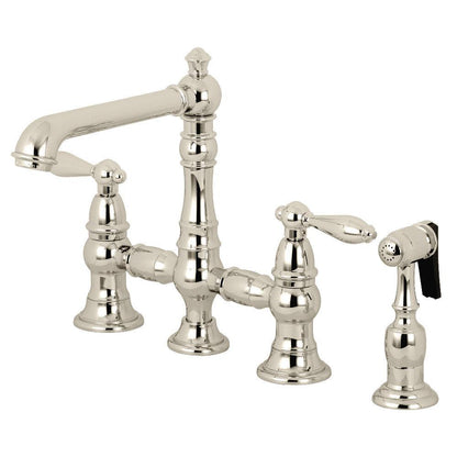 Kingston Brass English Country Kitchen Faucet with Side Sprayer (KS7276ALBS) Polished Nickel