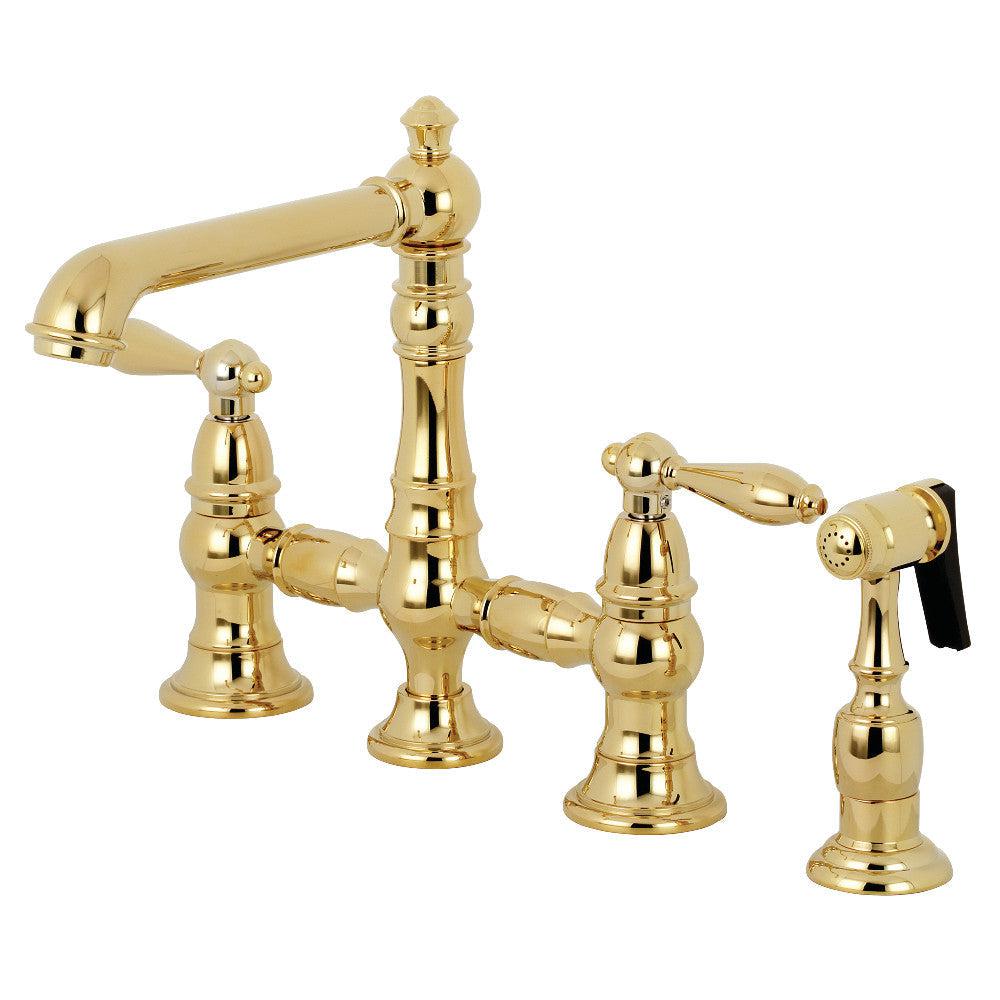 Kingston Brass English Country Kitchen Faucet with Side Sprayer (KS7272ALBS) Polished Brass