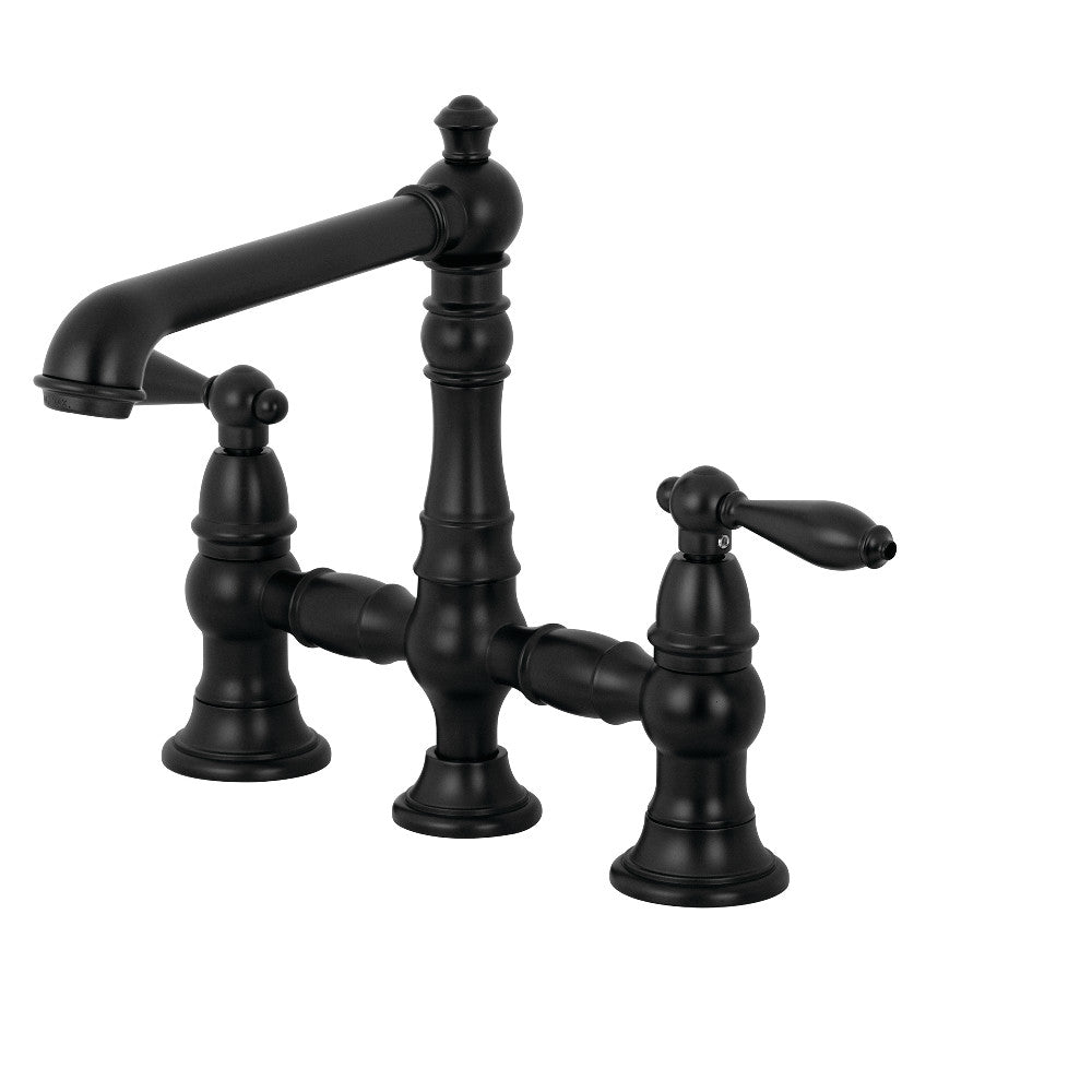 Kingston Brass English Country Kitchen Faucet with Side Sprayer (KS7270ALBS) Matte Black