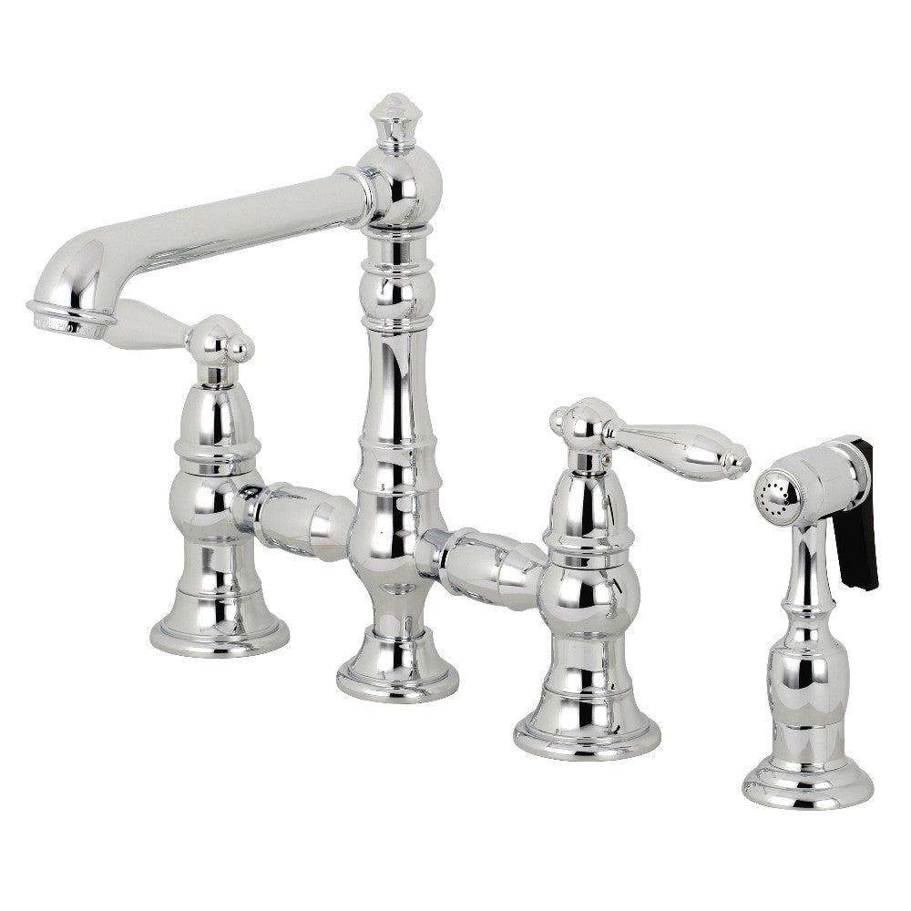 Kingston Brass English Country Kitchen Faucet with Side Sprayer (KS7271ALBS) Polished Chrome