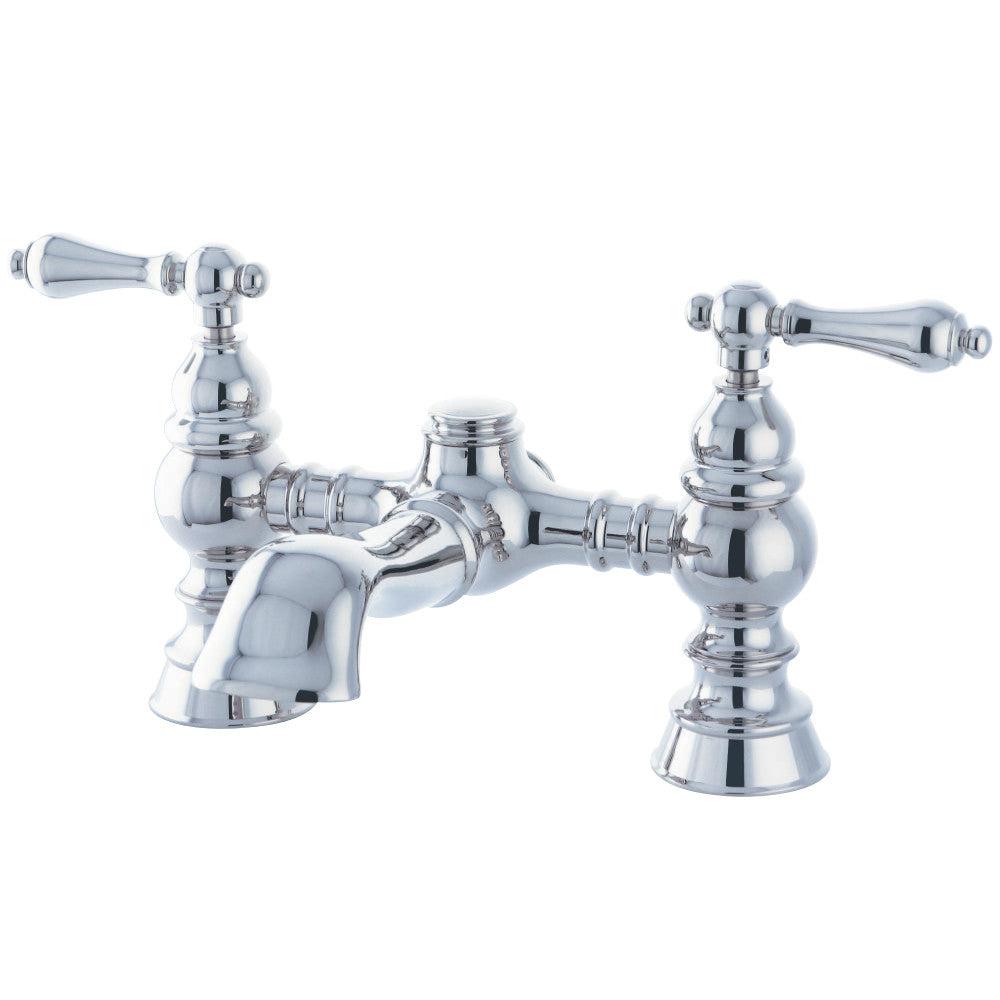 Kingston Brass Heritage Two-Handle 2-Hole Deck-Mount Clawfoot Tub Faucet in Polished Chrome (CC1131T1) main image.