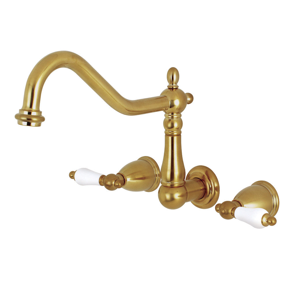 Kingston Brass Heritage Wall Mount Roman Tub Faucet (KS1028PL) Brushed Brass