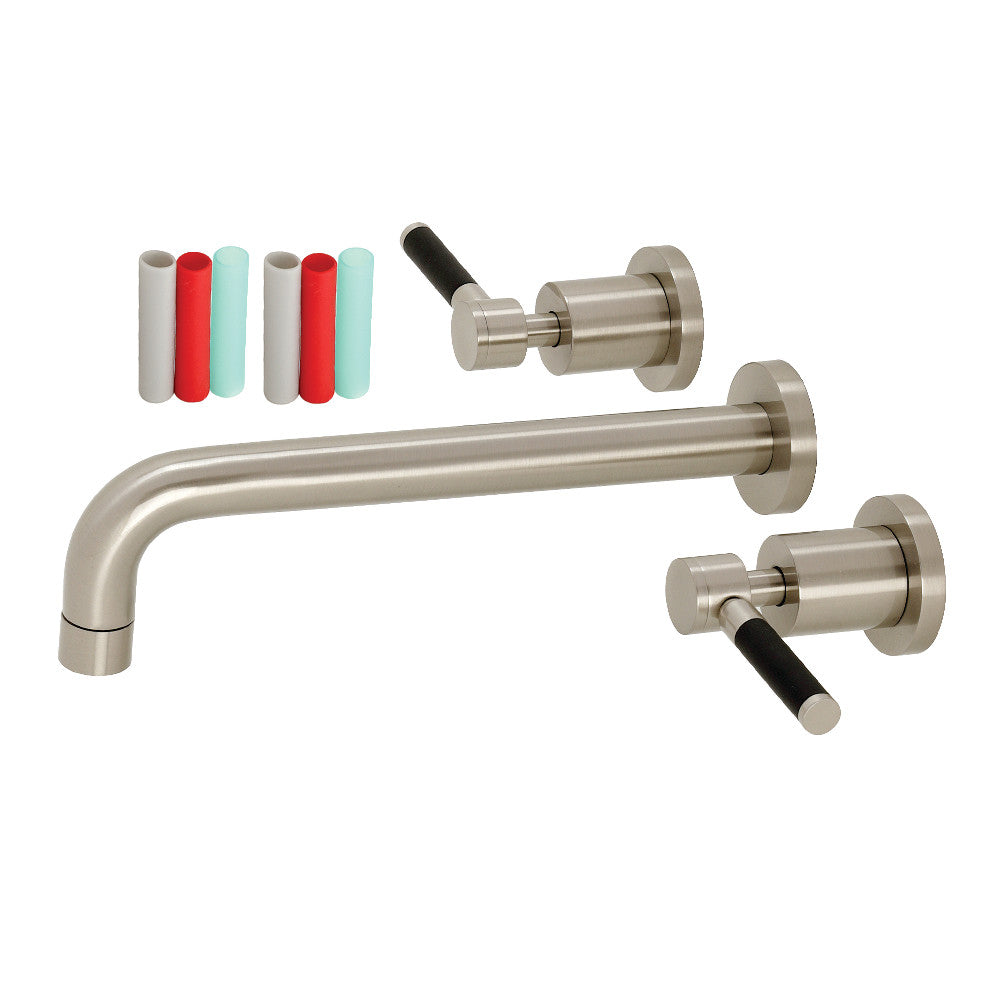 Kingston Brass Kaiser Two-Handle Wall Mount Tub Faucet Brushed Nickel