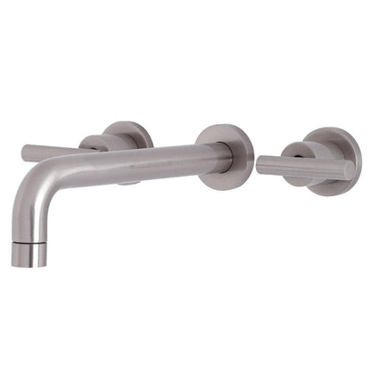 Kingston Brass Manhattan Two-Handle Wall Mount Tub Faucet Brushed Nickel