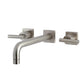Kingston Brass Manhattan Two-Handle 3-Hole Wall Mount Roman Tub Faucet (KS602-CML) Brushed Nickel