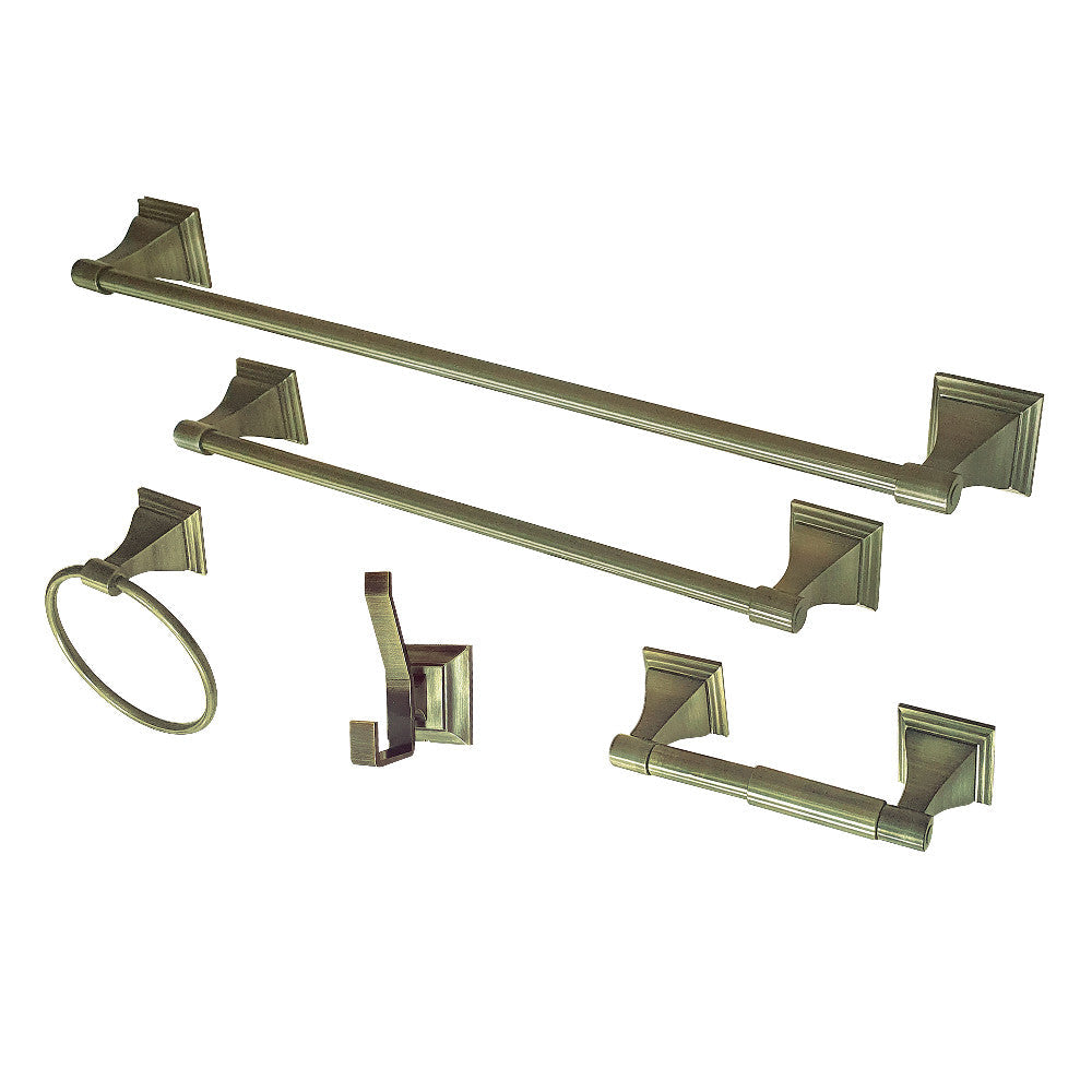 Kingston Brass Monarch 5-Piece Bathroom Accessory Set Antique Brass