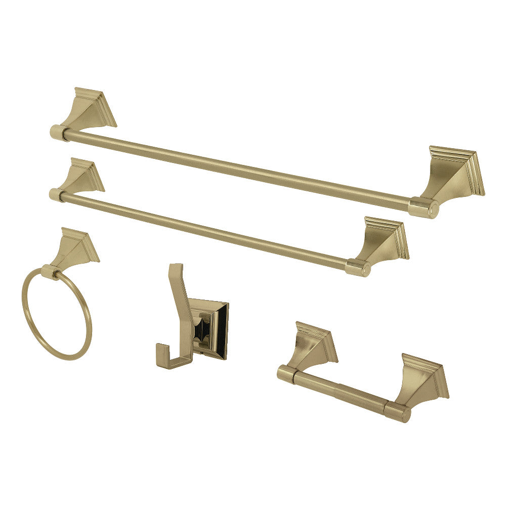 Kingston Brass Monarch 5-Piece Bathroom Accessory Set Brushed Brass