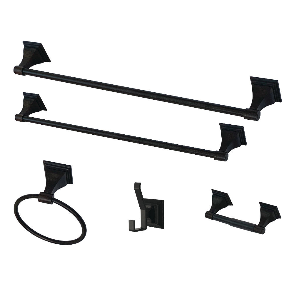 Kingston Brass Monarch 5-Piece Bathroom Accessory Set Matte Black